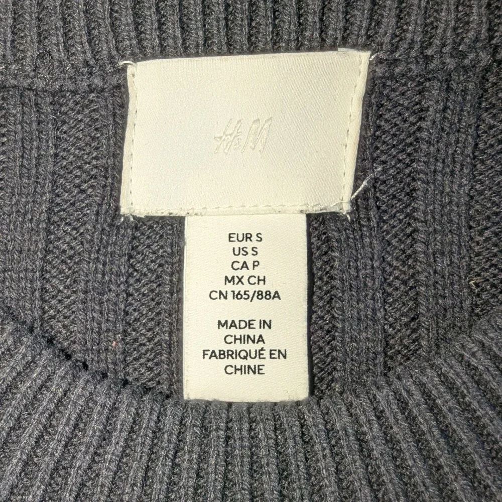 H&M Ribbed Knit Long Sleeve Midi Dress Boho Fringe‎ Bottom Black Whimsygoth  S - Picture 5 of 8